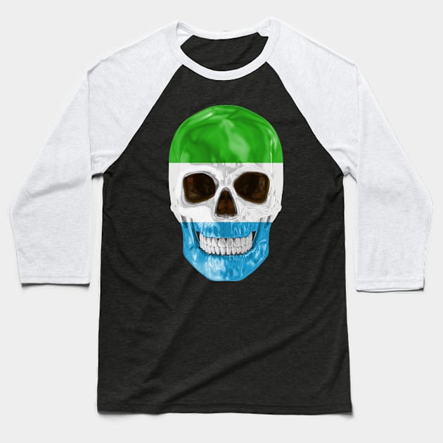 Sierra Leone Flag Skull - Gift for Sierra Leonean With Roots From Sierra Leone Baseball T-Shirt by Country Flags